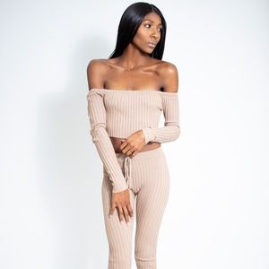 GISELLE TAN 2 PIECE CROP TOP SET